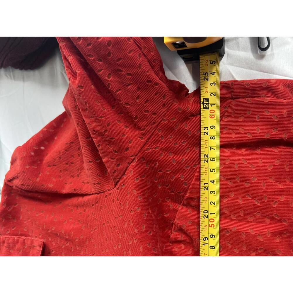 Red Eyelet Button-Down Shirt Plus Size 1X Cotton Blend Liz & Me - Picture 7 of 8